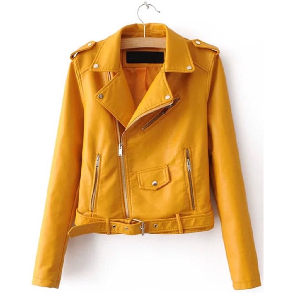 NWOT Shein Faux Leather Buckle Belt Moto Jacket